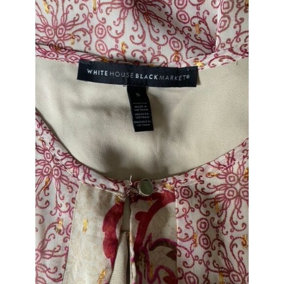 EUC White House Black Market Sienna Floral Block Print Blouson Top S - Picture 7 of 7